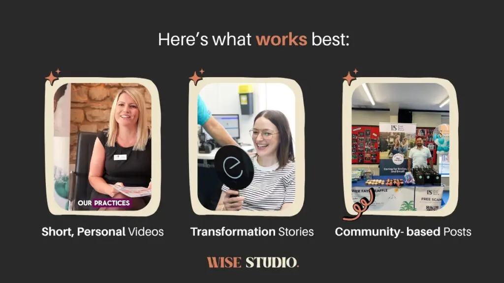 What types of content work best for meta ads for dental marketing