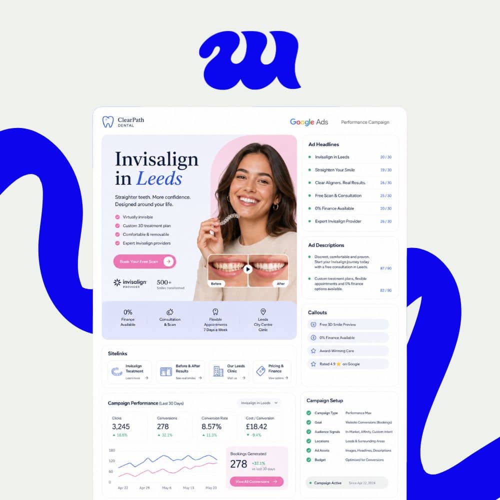 ClearPath Dental Invisalign Google Ads campaign dashboard