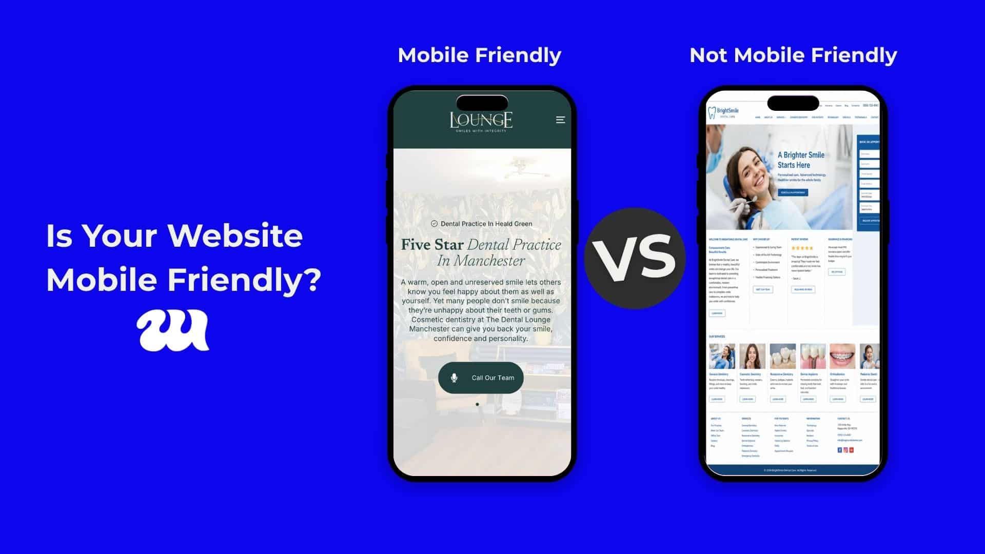 Mobile-first dental website content showing a patient-friendly practice experience